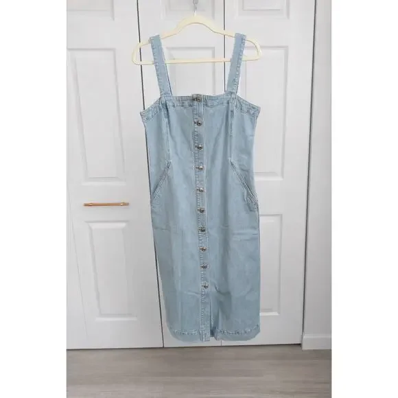 Club Monaco Denim Button Front Midi Dress Indigo Blue Size 10 NWT $249 Retail - Picture 4 of 11